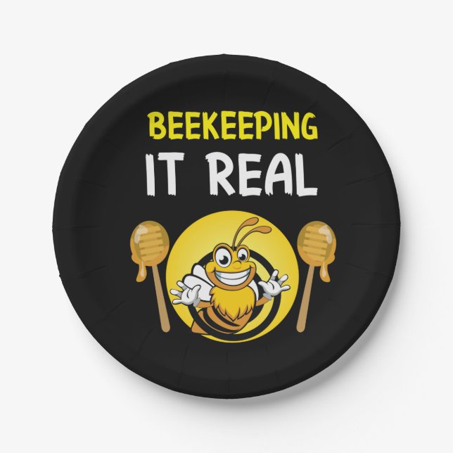 Beekeeper Art BeeKeeping It Real Paper Plates (Front)