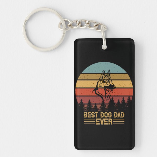 Beekeeper Art Best Dog Dad Ever Keychain (Front)