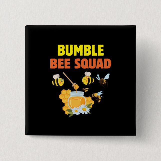 Beekeeper Art Bumble Bee Squad 2 Button (Front)