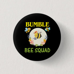 Beekeeper Art Bumble Bee Squad Button