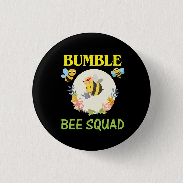 Beekeeper Art Bumble Bee Squad Button (Front)