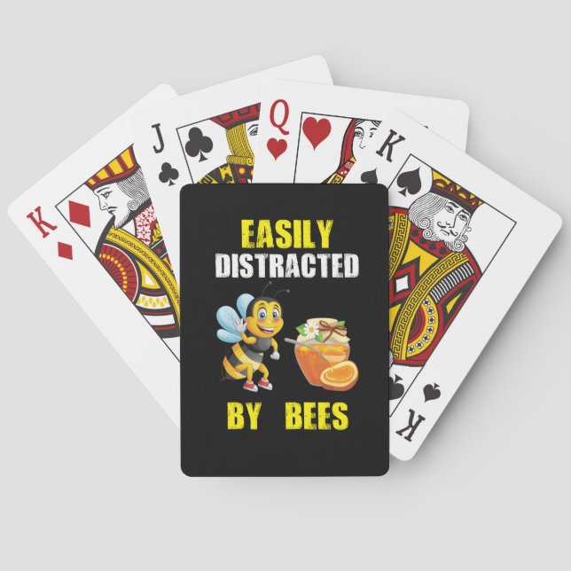 Beekeeper Art Easily Distracted By Bees Poker Cards (Back)