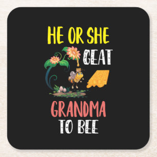 Beekeeper Art Great Grandma To Bee 2 Square Paper Coaster