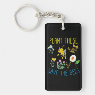 Beekeeper Art Plant These Save The Bees Keychain