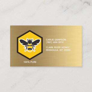 Beekeeper Bee and Honeycomb White Gold Business Card