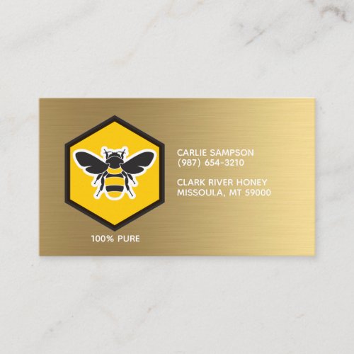 Beekeeper Bee and Honeycomb White Gold Business Card