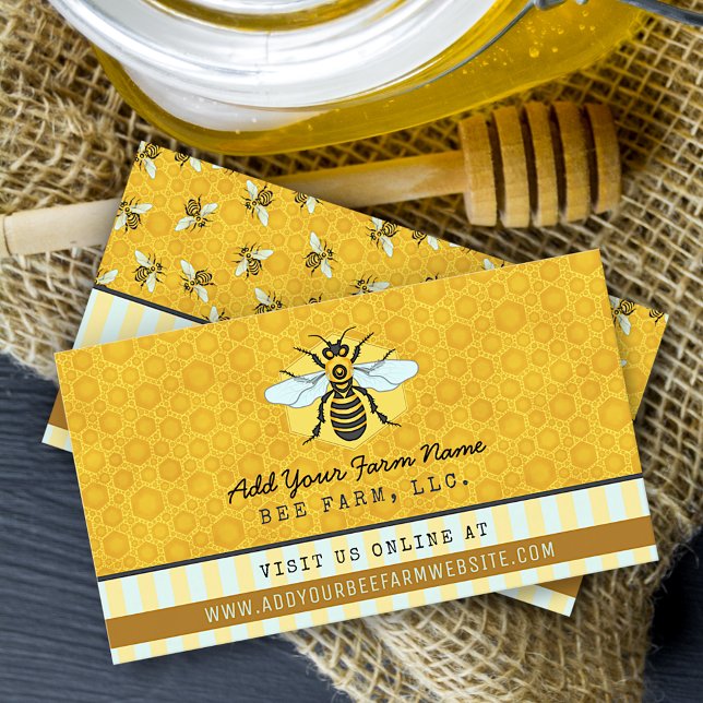 Beekeeper Bee Farm Apiarist Honeybees Honeycomb Business Card (Creator Uploaded)