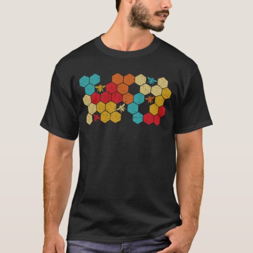 Beekeeper Beekeeping Bee Retro Vintage Honeycomb T_Shirt