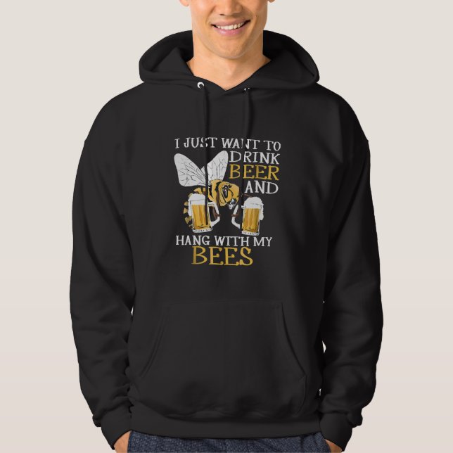 Beekeeper Beekeeping Drink Beer Hang Bees Hoodie (Front)