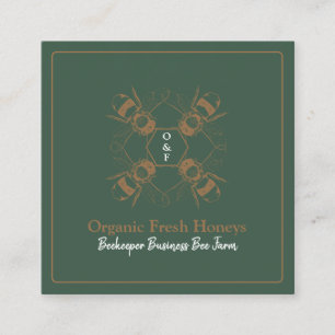 Beekeeper Bees Green Honeycomb Farm Apiary Square Business Card