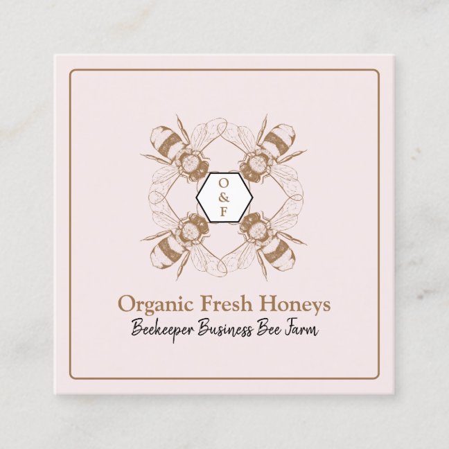 Beekeeper Bees Pink Honeycomb Farm Apiary Square Business Card