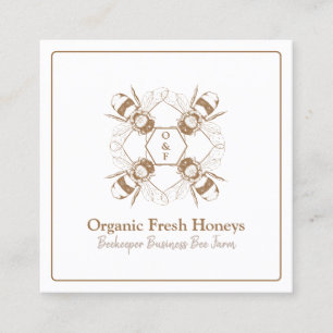 Beekeeper Bees Rustic Honeycomb Farm Apiary Square Business Card