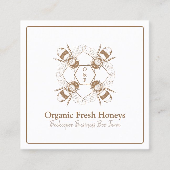 Beekeeper Bees Rustic Honeycomb Farm Apiary Square Business Card