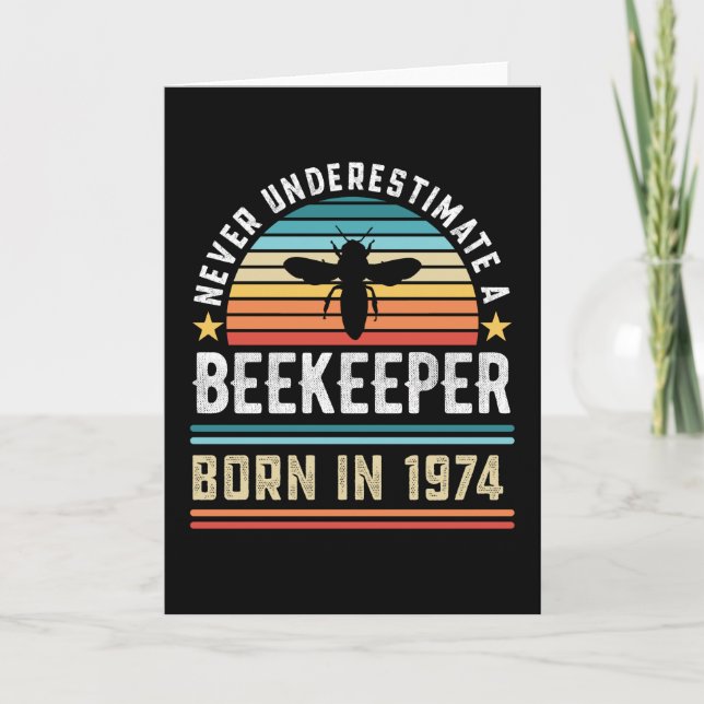 Beekeeper born 1974 50th Birthday Gift Beekeeping Card (Front)