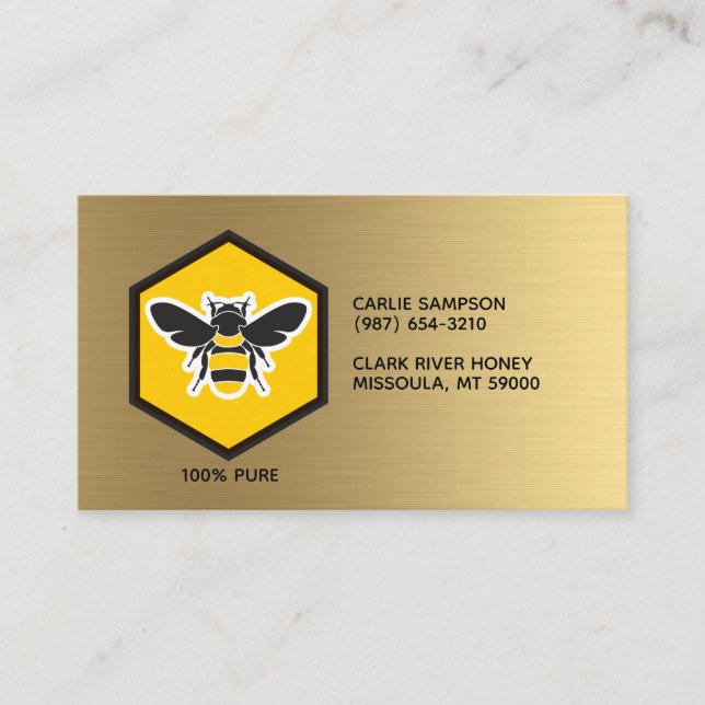 Beekeeper Brushed Gold Business Card (Front)