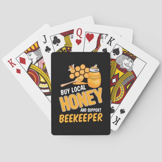 Beekeeper Buy Local Honey And Support Beekeeper Poker Cards (Back)