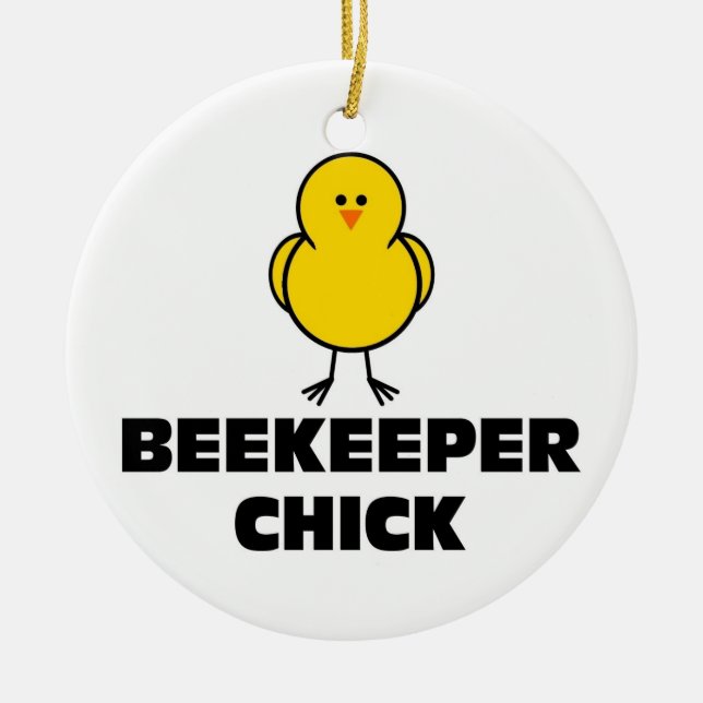 Beekeeper Chick Ceramic Ornament (Front)