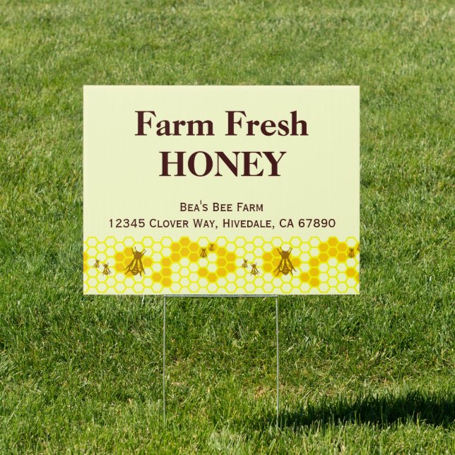 Beekeeper Custom Honey Farm Advertising Yard Sign (Insitu)