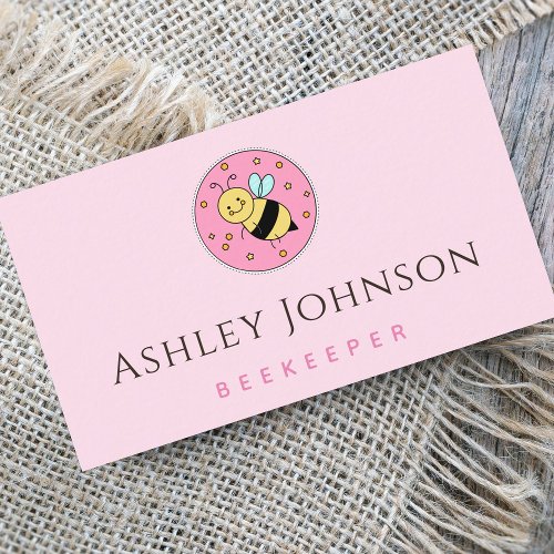 Beekeeper Cute Honey Bee Icon Girly Pink Minimal   Business Card