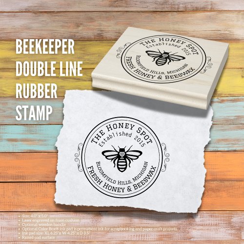 Beekeeper Double Line Rubber Stamp