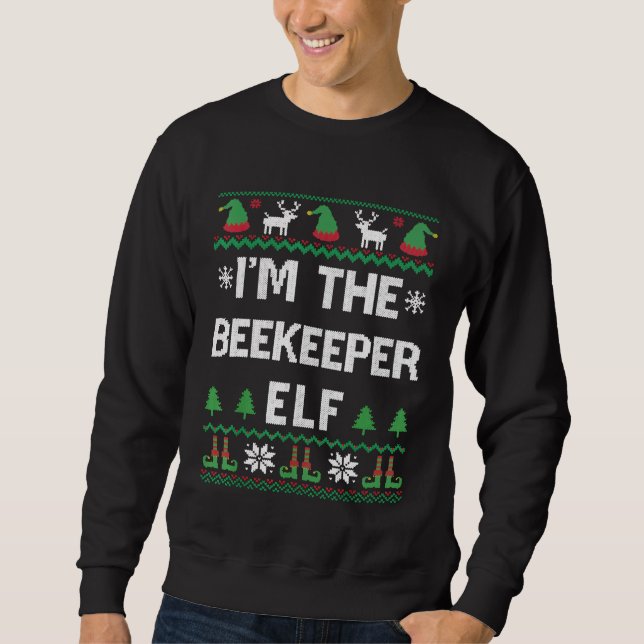 Beekeeper Elf Ugly Christmas Beekeeping Sweatshirt (Front)