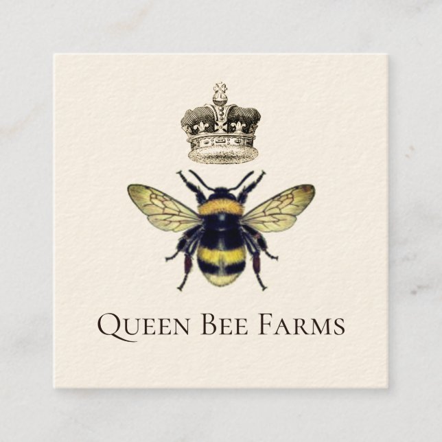 Beekeeper Farm Apiary Bee And Crown Honey Product Square Business Card (Front)