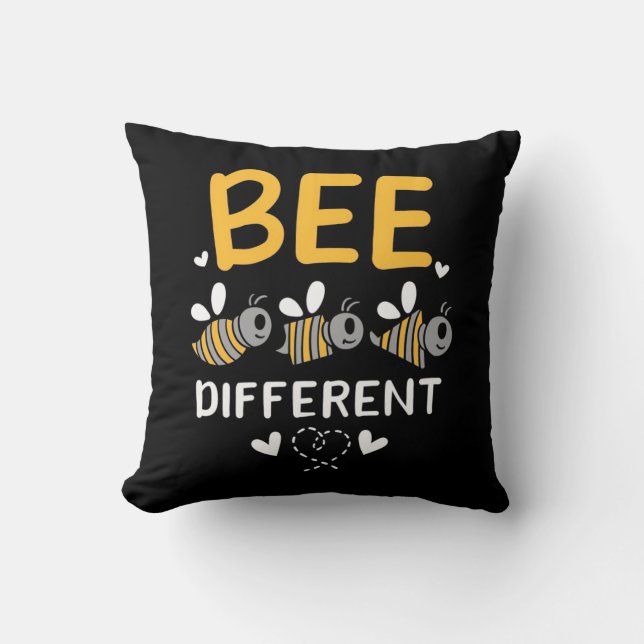 Beekeeper Gift | Bee Different Throw Pillow (Front)