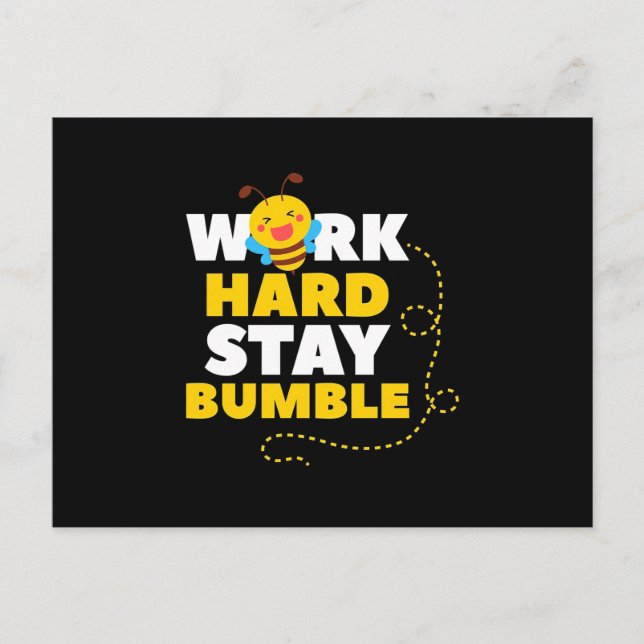 Beekeeper Gift | Bee Work Hard Stay Bumble Postcard (Front)