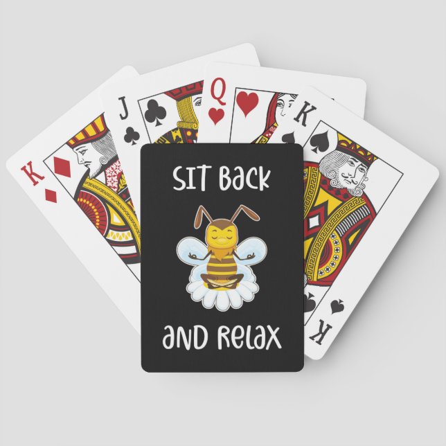 Beekeeper Gift | Bee Yoga Sit Back And Relax Poker Cards (Back)