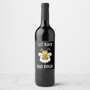 Beekeeper Gift Bee Yoga Sit Back And Relax Wine Label