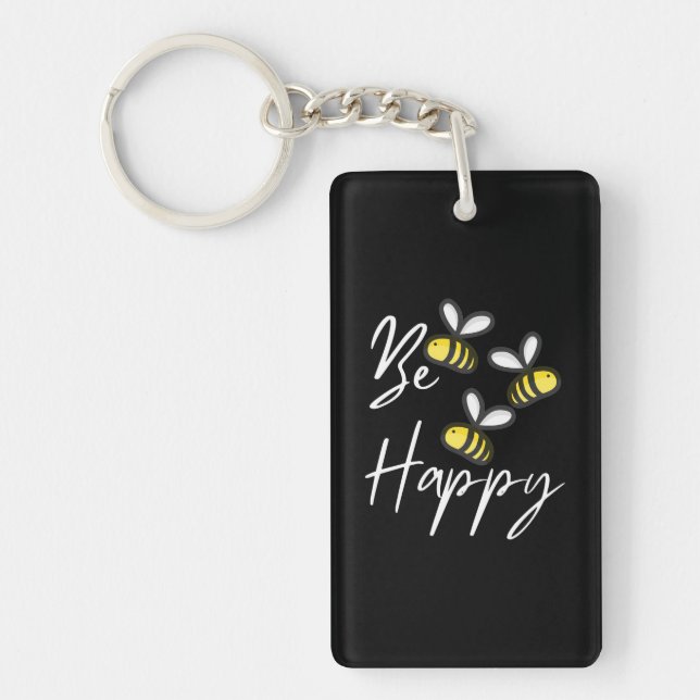 Beekeeper Gift | Beekeeper Be Happy Keychain (Front)