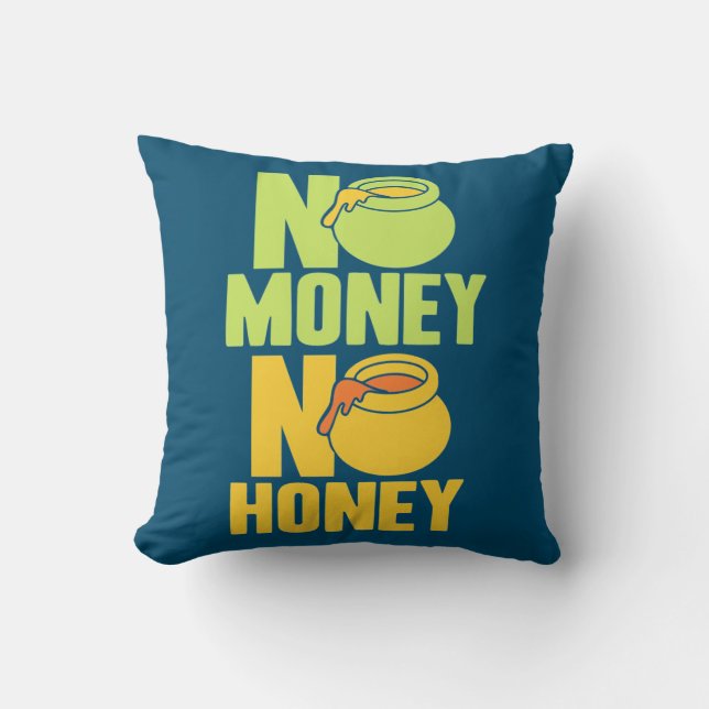 Beekeeper Gift | Beekeeper No Money No Honey Throw Pillow (Front)
