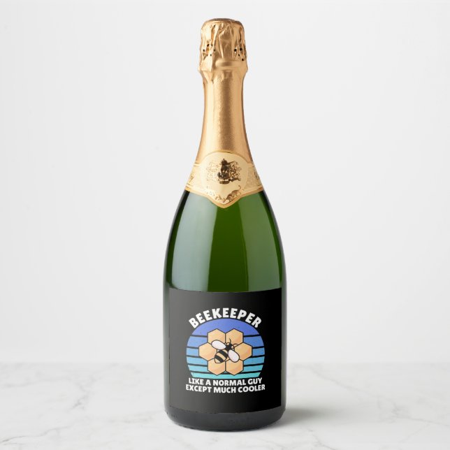 Beekeeper Gift | Beekeeper Retro Vintage Sparkling Wine Label (Front)