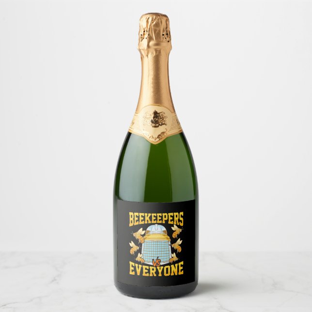 Beekeeper Gift | Beekeepers And Everyone Sparkling Wine Label (Front)