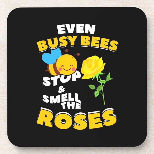 Beekeeper Gift | Even Busy Bees Beverage Coaster (Front)