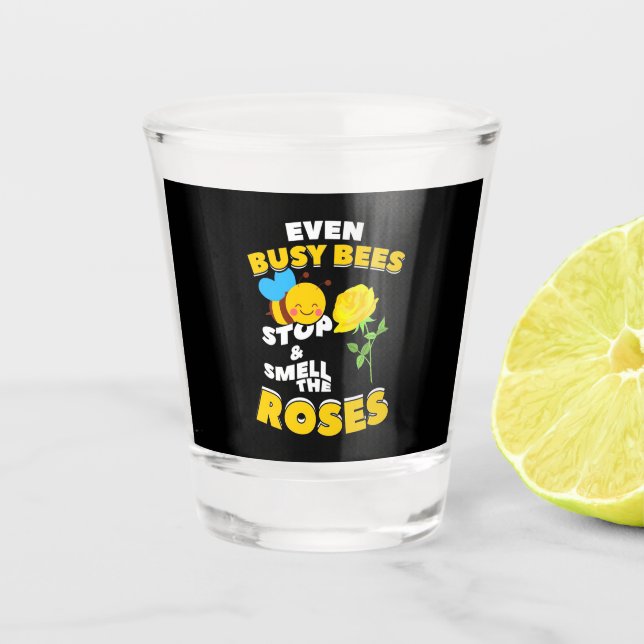 Beekeeper Gift | Even Busy Bees Shot Glass (Front)