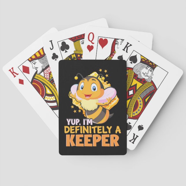 Beekeeper Gift | I Am Definitely A Bee Keeper Poker Cards (Back)