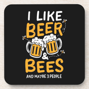 Beekeeper Gift I Like Beer And Bees Beverage Coaster
