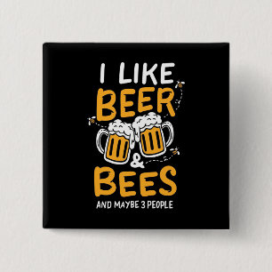 Beekeeper Gift I Like Beer And Bees Button