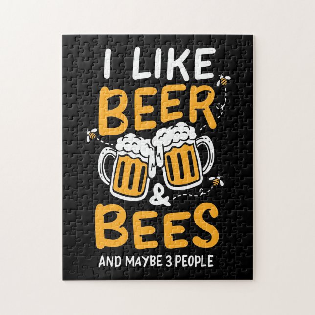 Beekeeper Gift | I Like Beer And Bees Jigsaw Puzzle (Vertical)