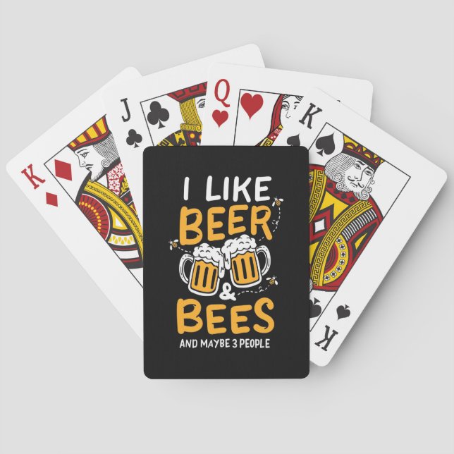 Beekeeper Gift | I Like Beer And Bees Poker Cards (Back)