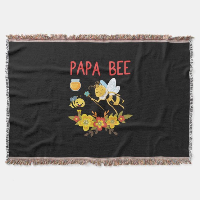 Beekeeper Gift | Papa Bee Flowers Throw Blanket (Front)