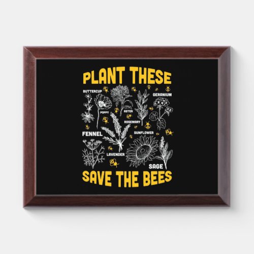 Beekeeper Gift  Plant These Save The Bees Award Plaque