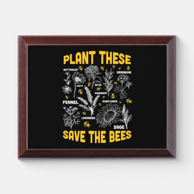 Beekeeper Gift | Plant These Save The Bees Award Plaque (Horizontal)