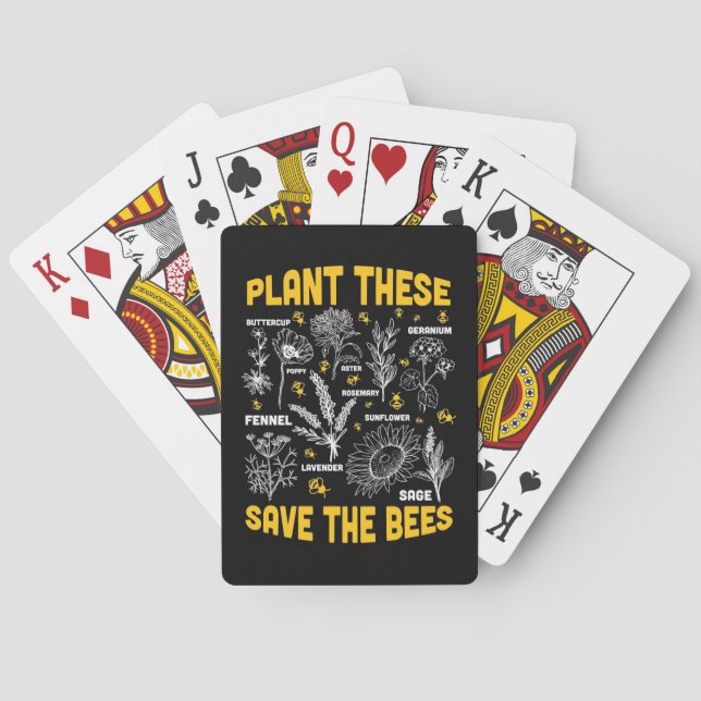Beekeeper Gift | Plant These Save The Bees Poker Cards (Back)