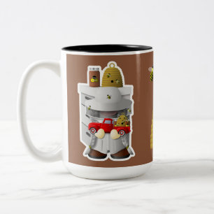 Beekeeper Girl Gnome with Little Red Truck Two-Tone Coffee Mug