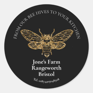 Beekeeper Gold Honey Stickers –Classic Round Honey