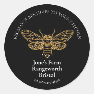 Beekeeper Gold Honey Stickers –Classic Round Honey