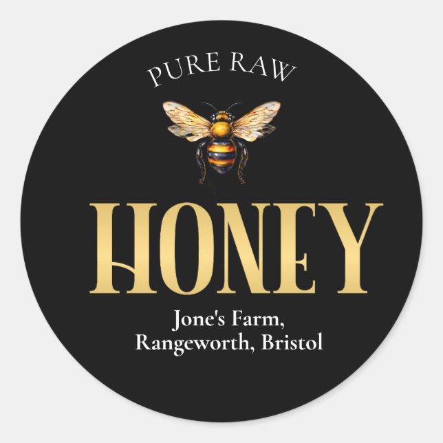 Beekeeper Gold Honey Stickers –Classic Round Honey (Front)