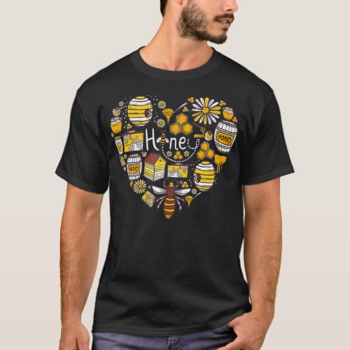 Beekeeper heart love Bee keeper Honey gift men T_Shirt